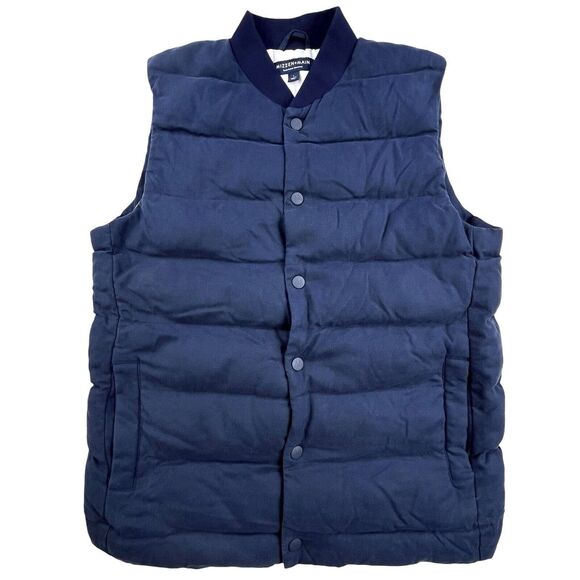 Mizzen + Main Quilted Puffer Vest Men Large Blue Button Front Performance Jacket - Picture 1 of 12
